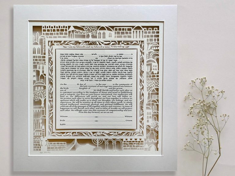 Holy Jerusalem Customized Ketubah design in interior