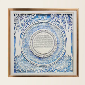 Eden Ketubah papercut design watercolor gradient background option