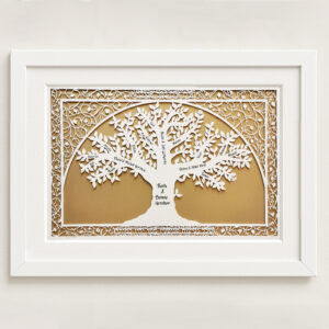 large personalized family tree papercut design