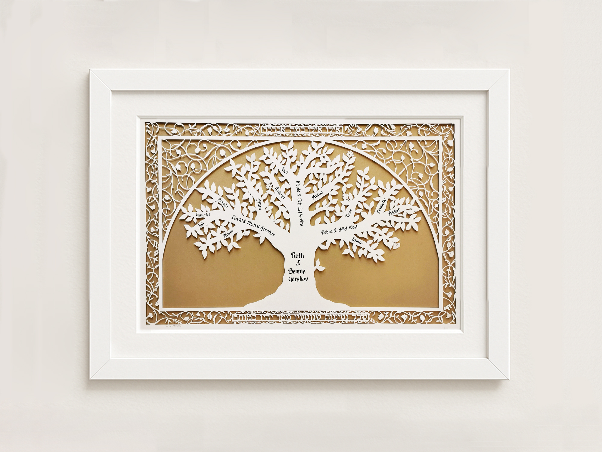 large personalized family tree papercut design