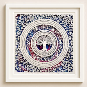 Layered Family Tree Customized papercut design watercolor background