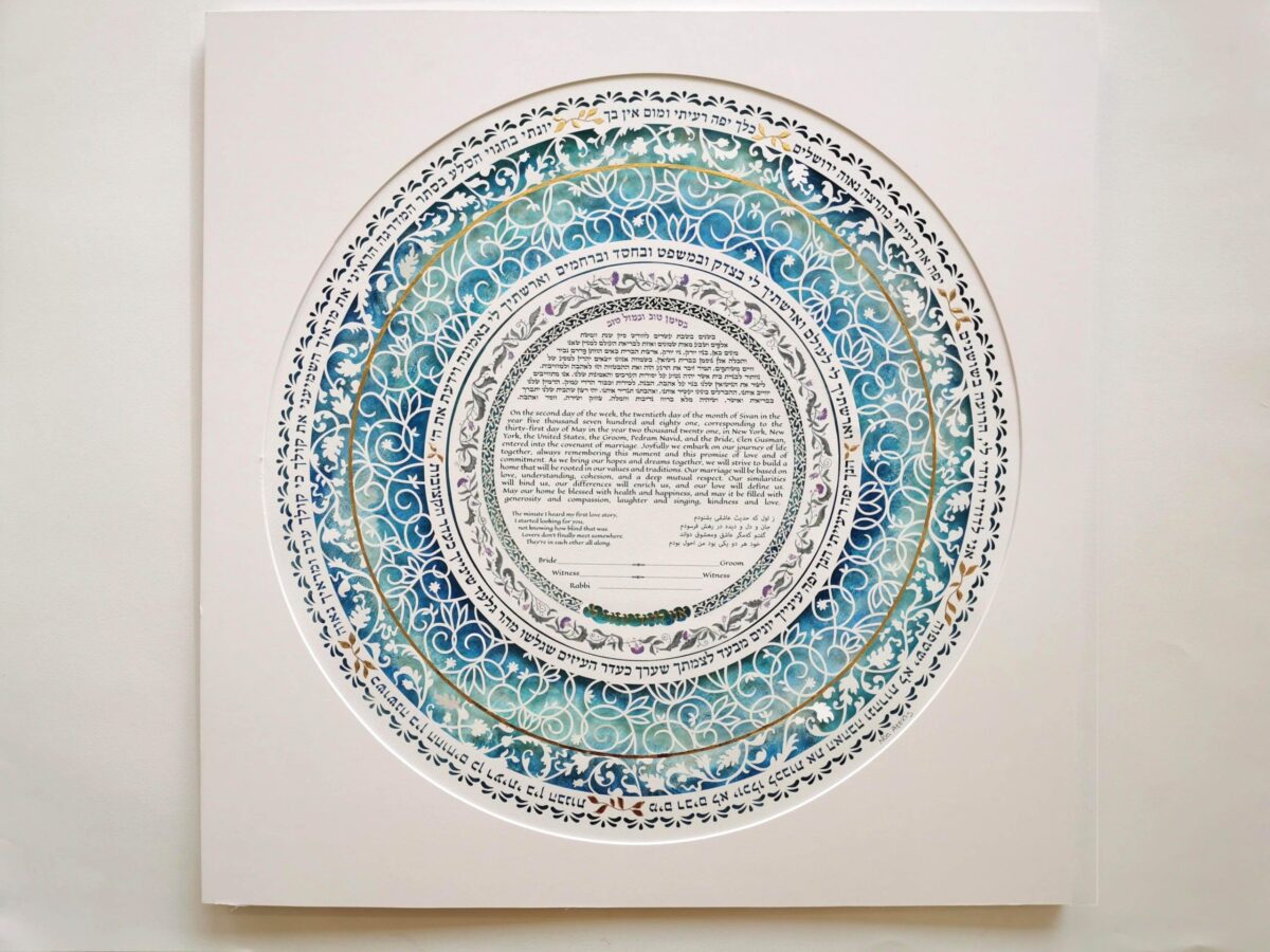 Golden Heavenly Ketubah wedding design