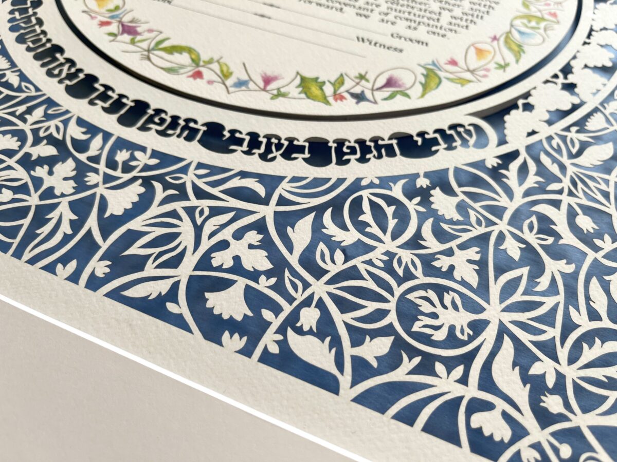 Grapes and leaves Ketubah design detail