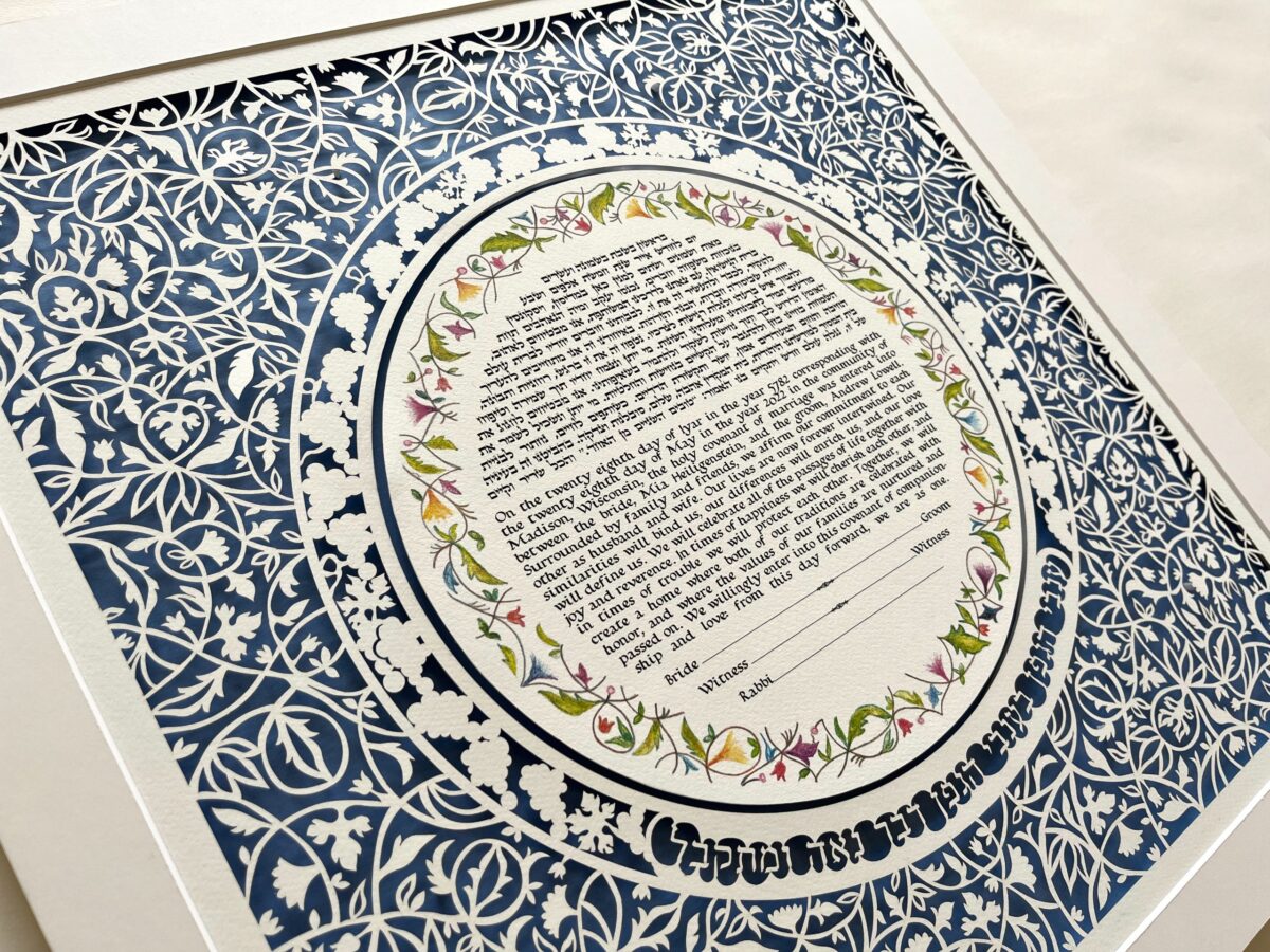 Grapes and leaves Ketubah design detail