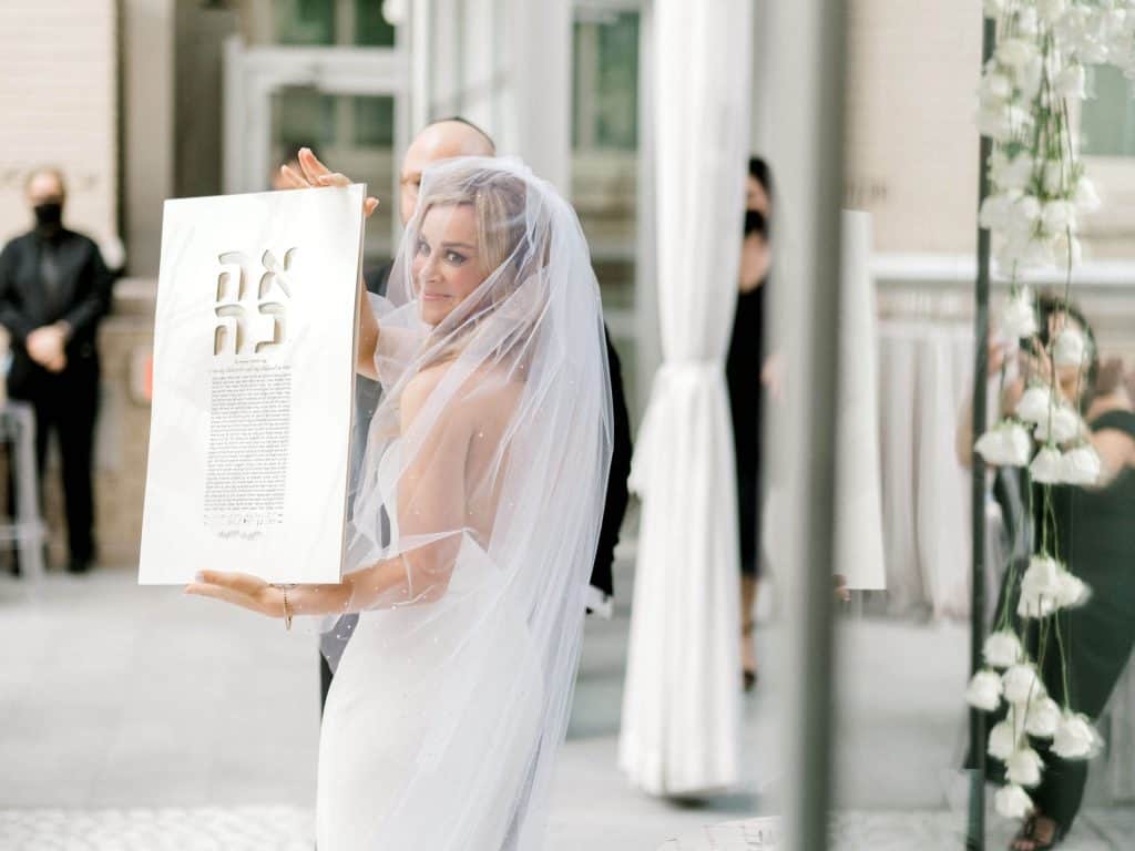 Love Ahava Layered Ketubah silver detail