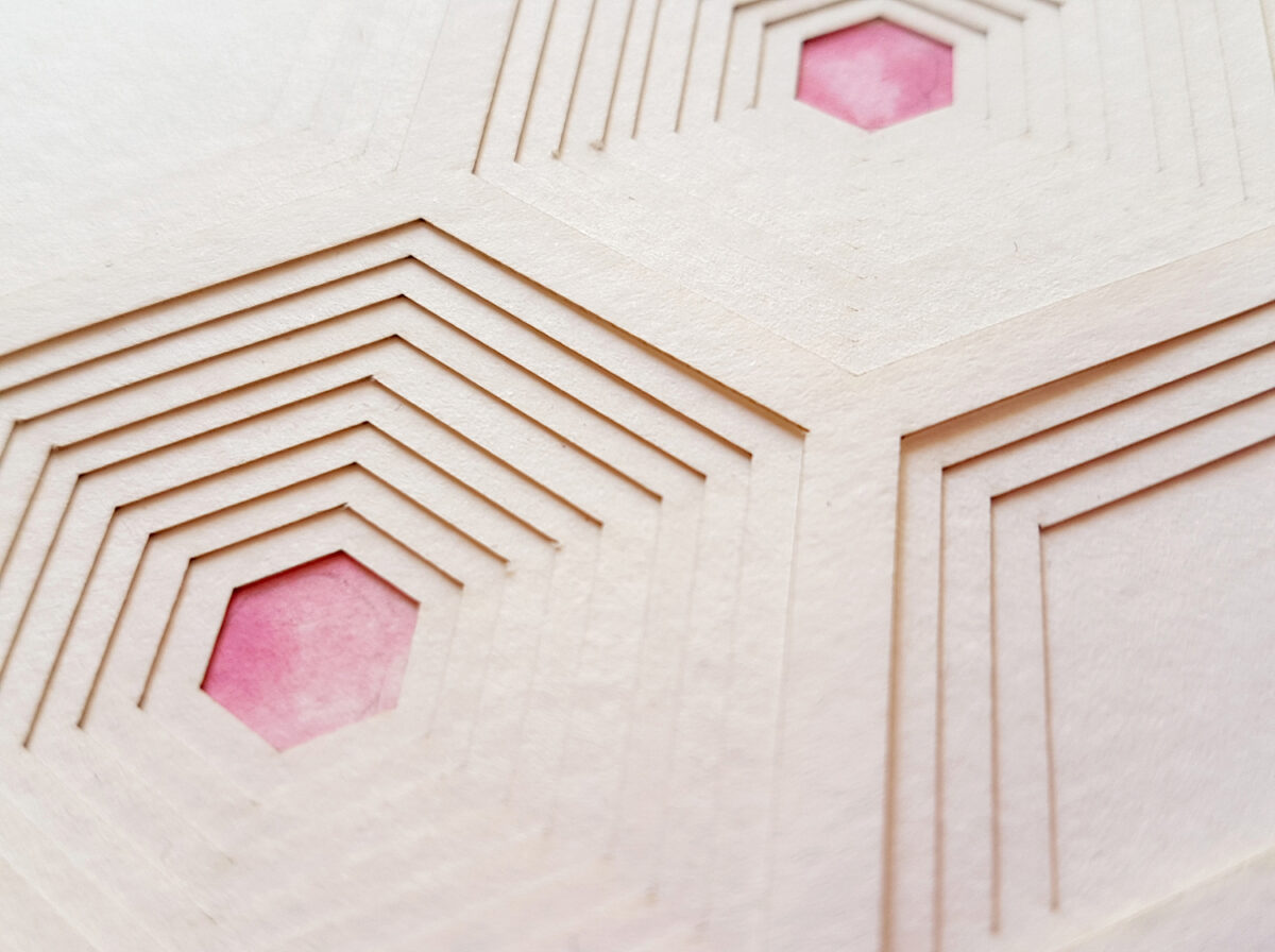 Layered Hexagon Ketubah modern design detail