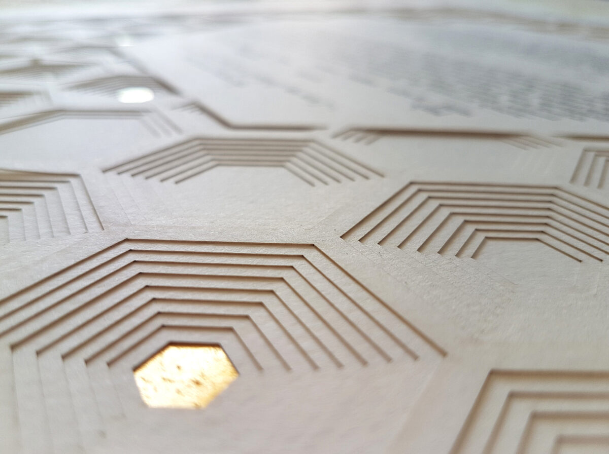 Layered Golden Hexagon Ketubah modern design detail