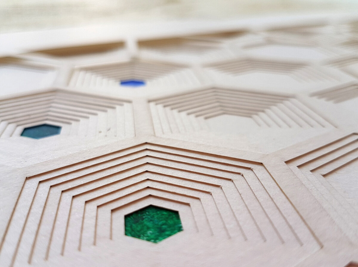 Layered Hexagon Ketubah modern design detail