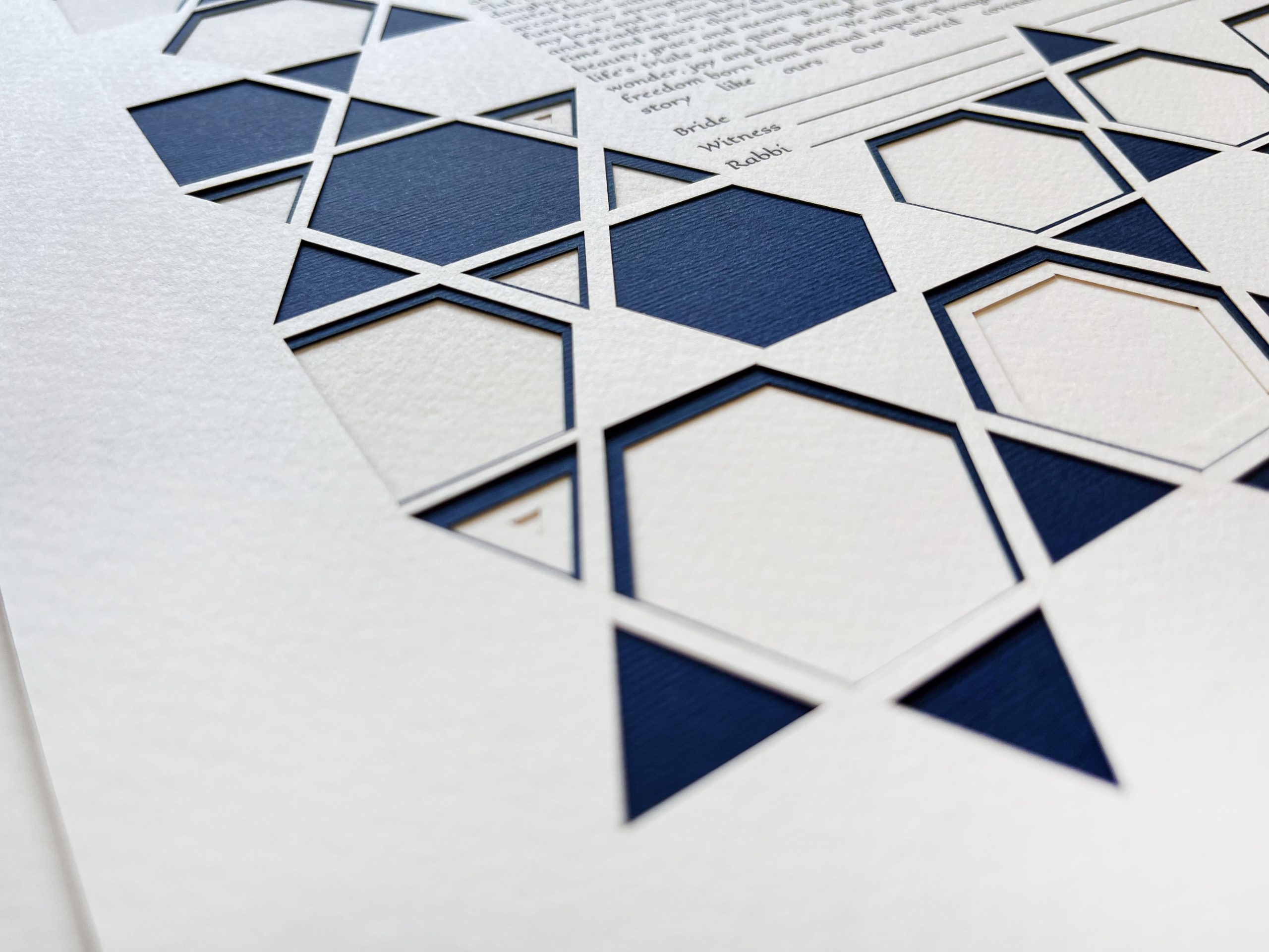 Star of David modern design Ketubah detail