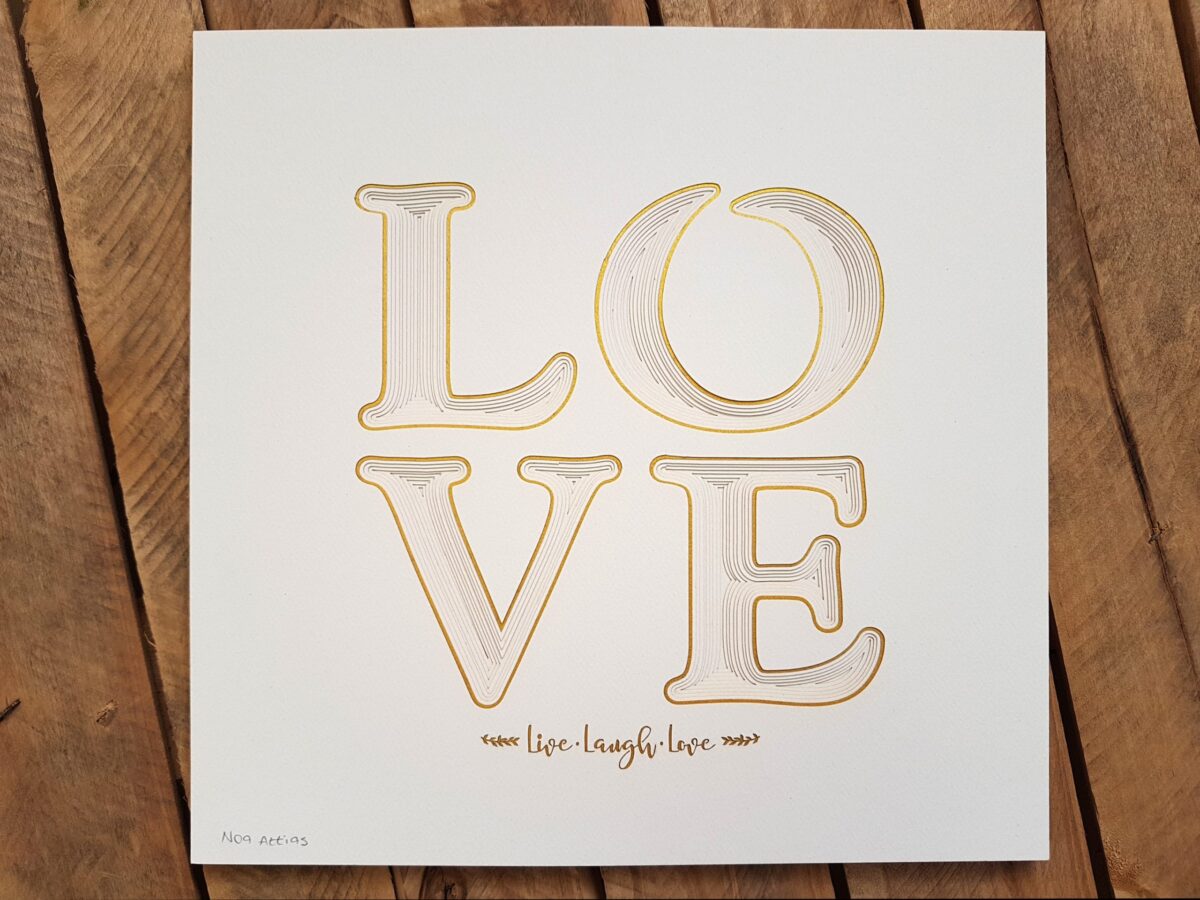 LOVE English letters Layered Papercut wall art
