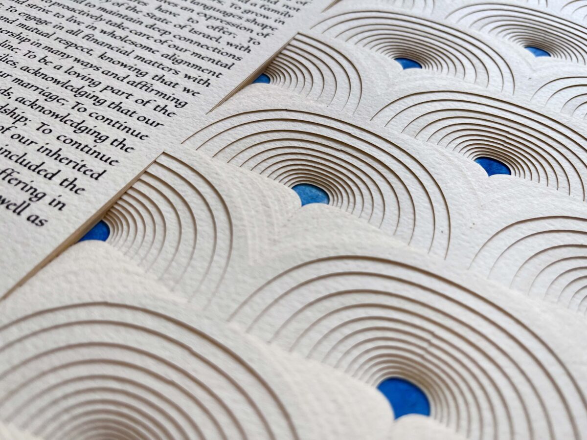 layered paper art Arches Ketubah detail