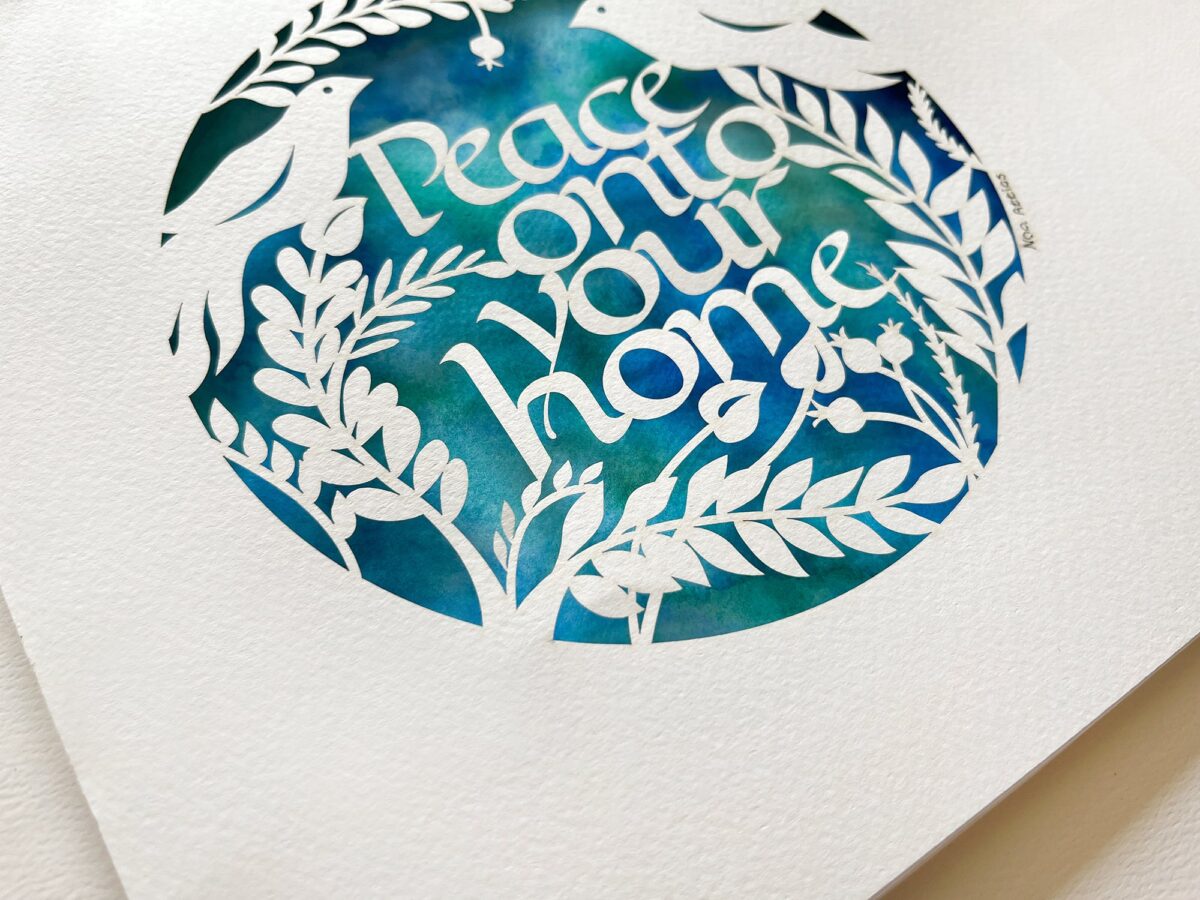 Peace Home Blessing birds design detail
