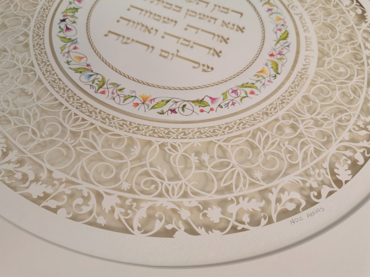 Home Blessing flowers and leaves ornament design detail