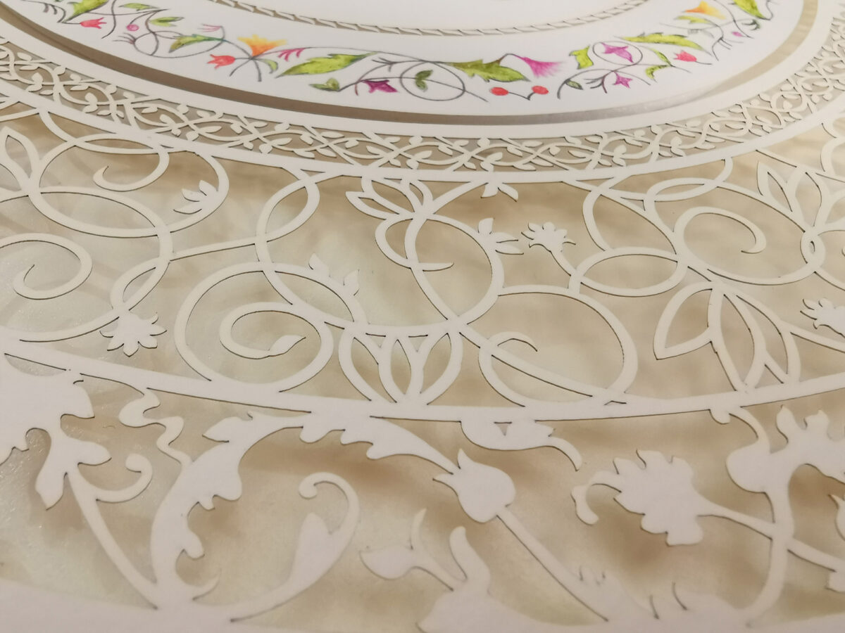 Home Blessing flowers and leaves ornament design detail