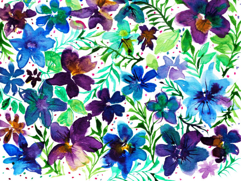 The Promised Garden Ketubah floral painting print featuring burgundy botanical design