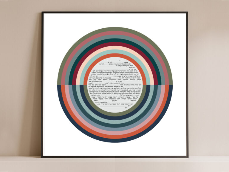 Love Continuum Ketubah featuring circle of colors design with layered circular composition