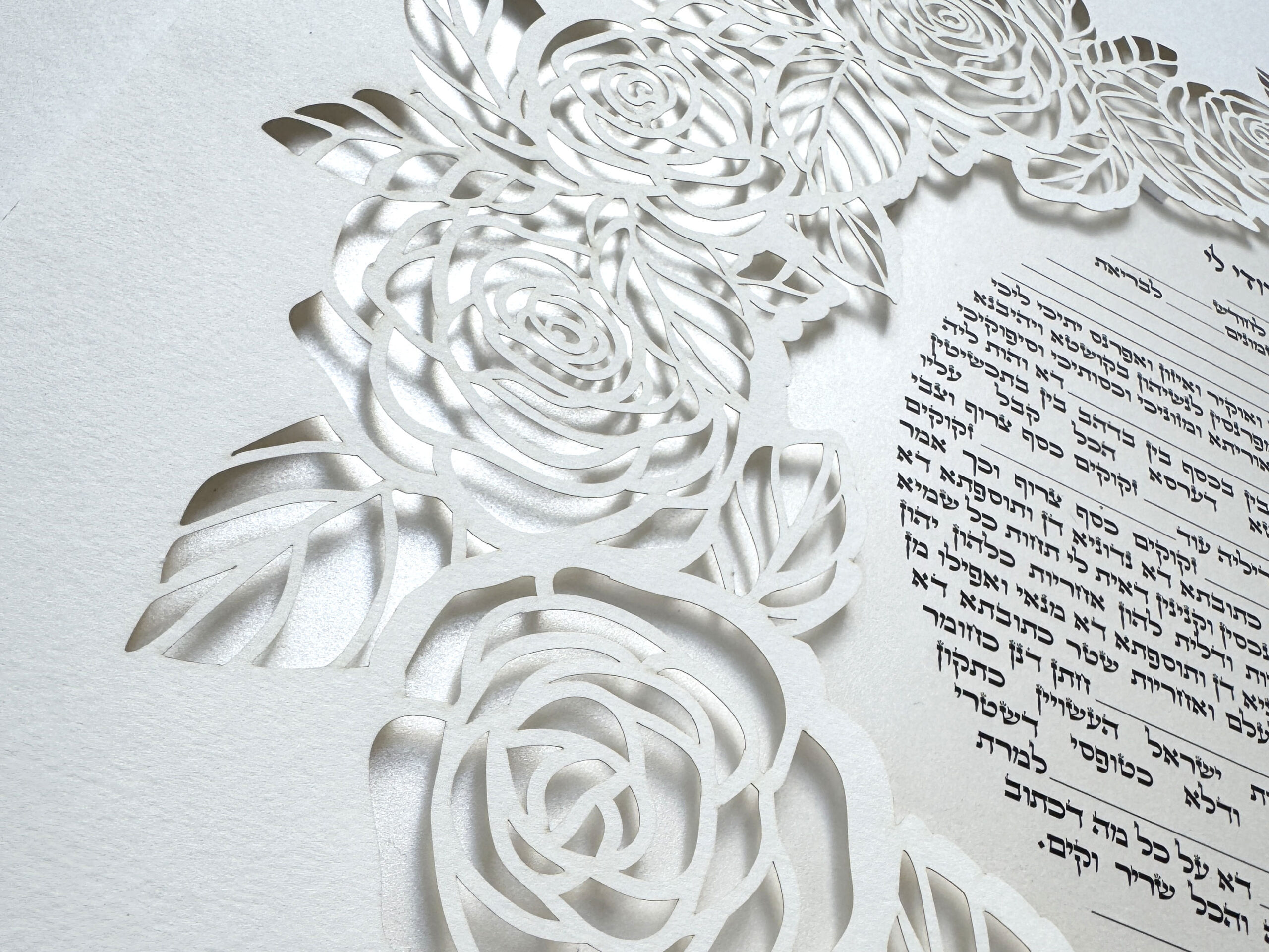 Roses Ketubah papercut design Noa Attias papercut design