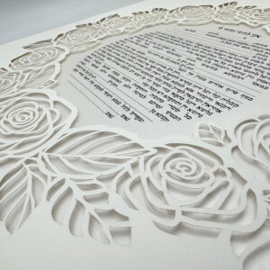 Roses Ketubah papercut design Noa Attias papercut design