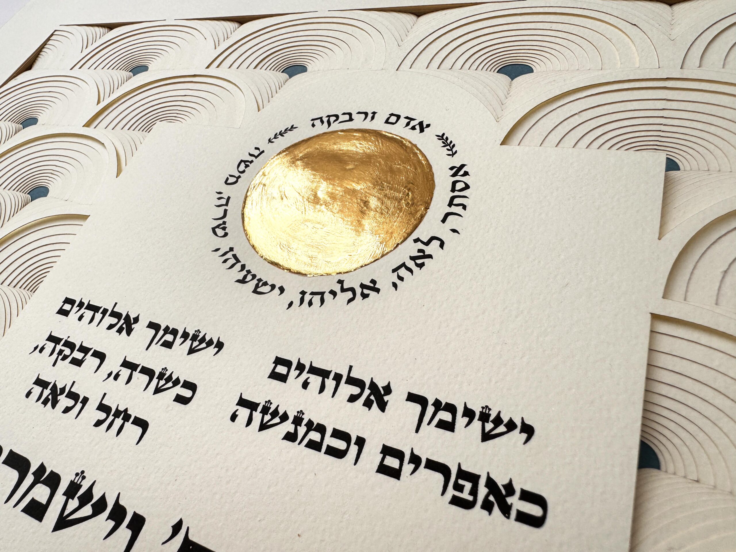 13 layers Children’s Blessing Hebrew papercut wall art by Noa Attias