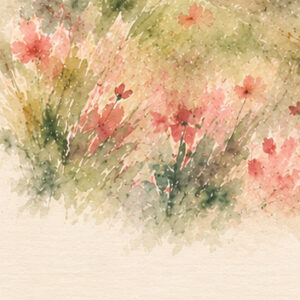 Jerusalem Wildflower Ketubah Print featuring a watercolor Jerusalem landscape surrounded by delicate wildflowers.