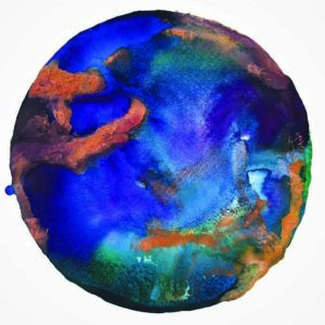 Universe Ketubah Print featuring an expressive circular watercolor design inspired by the beauty and movement of the universe.